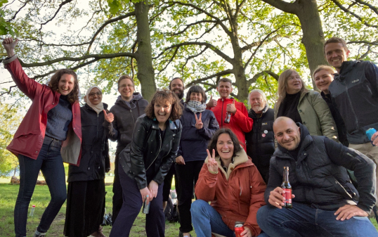 Our team getting together for fun and games in the park